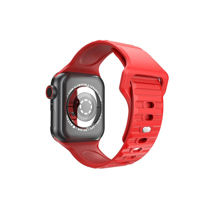 Wavy Silicone Watch Strap For Apple Watch Ultra 49mm&Watch Ultra 2 49mm / Series 9&8&7 45mm / SE 3&SE 2&6&SE&5&4 44mm / 3&2&1 42mm(Red)-garmade.com