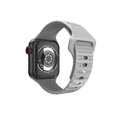 Wavy Silicone Watch Strap For Apple Watch Ultra 49mm&Watch Ultra 2 49mm / Series 9&8&7 45mm / SE 3&SE 2&6&SE&5&4 44mm / 3&2&1 42mm(Grey)-garmade.com