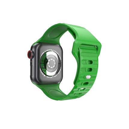 Wavy Silicone Watch Strap For Apple Watch Ultra 49mm&Watch Ultra 2 49mm / Series 9&8&7 45mm / SE 3&SE 2&6&SE&5&4 44mm / 3&2&1 42mm(Green)-garmade.com