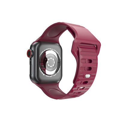 Wavy Silicone Watch Strap For Apple Watch Ultra 49mm&Watch Ultra 2 49mm / Series 9&8&7 45mm / SE 3&SE 2&6&SE&5&4 44mm / 3&2&1 42mm(Rose Red)-garmade.com