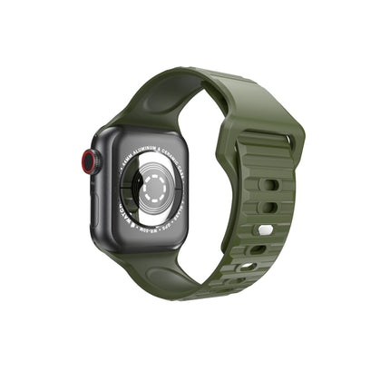 Wavy Silicone Watch Strap For Apple Watch Ultra 49mm&Watch Ultra 2 49mm / Series 9&8&7 45mm / SE 3&SE 2&6&SE&5&4 44mm / 3&2&1 42mm(Dark Green)-garmade.com