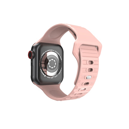 Wavy Silicone Watch Strap For Apple Watch Series 9&8&7 41mm / SE 3&SE 2&6&SE&5&4 40mm / 3&2&1 38mm(Pink)-garmade.com