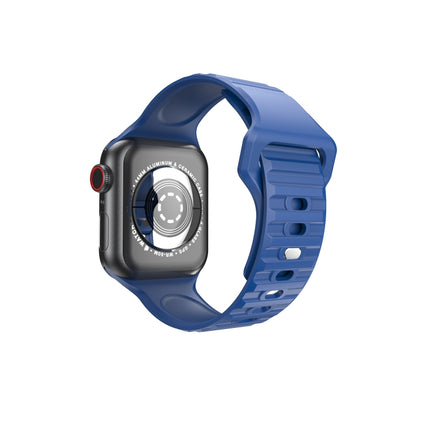 Wavy Silicone Watch Strap For Apple Watch Series 9&8&7 41mm / SE 3&SE 2&6&SE&5&4 40mm / 3&2&1 38mm(Blue)-garmade.com