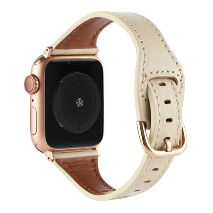 T-shaped Genuine Leather Starry Sky Watch Band For Apple Watch Ultra 49mm&Watch Ultra 2 49mm / Series 9&8&7 45mm / SE 3&SE 2&6&SE&5&4 44mm / 3&2&1 42mm(Khaki)-garmade.com