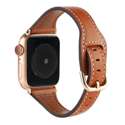 T-shaped Genuine Leather Starry Sky Watch Band For Apple Watch Ultra 49mm&Watch Ultra 2 49mm / Series 9&8&7 45mm / SE 3&SE 2&6&SE&5&4 44mm / 3&2&1 42mm(Bown and Gold Buckle)-garmade.com