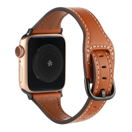 T-shaped Genuine Leather Starry Sky Watch Band For Apple Watch Ultra 49mm&Watch Ultra 2 49mm / Series 9&8&7 45mm / SE 3&SE 2&6&SE&5&4 44mm / 3&2&1 42mm(Brown and Black Buckle)-garmade.com