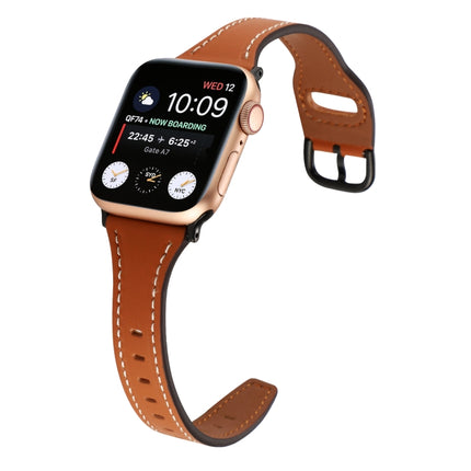 T-shaped Genuine Leather Starry Sky Watch Band For Apple Watch Ultra 49mm&Watch Ultra 2 49mm / Series 9&8&7 45mm / SE 3&SE 2&6&SE&5&4 44mm / 3&2&1 42mm(Brown and Black Buckle)-garmade.com