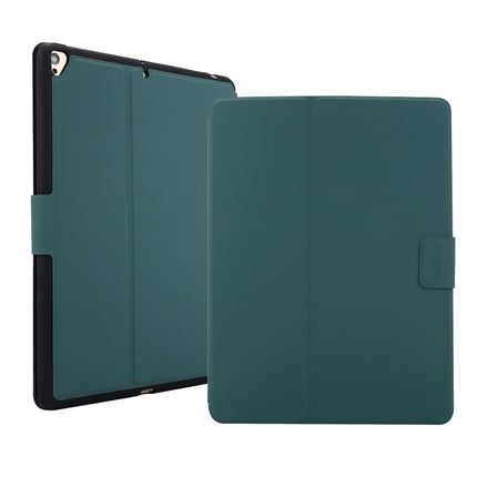 For iPad 9.7 (2018) / (2017) Electric Pressed Texture Horizontal Flip Leather Case with Holder & Pen Slot(Dark Green)-garmade.com