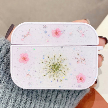 For AirPods Pro Gypsophila Flowers Pattern Wireless Earphone Protective Case(Pink)-garmade.com