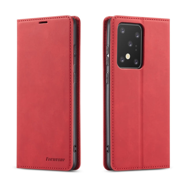 For Galaxy S20 Ultra Forwenw Dream Series Oil Edge Strong Magnetism Horizontal Flip Leather Case with Holder & Card Slots & Wallet & Photo Frame(Red)-garmade.com