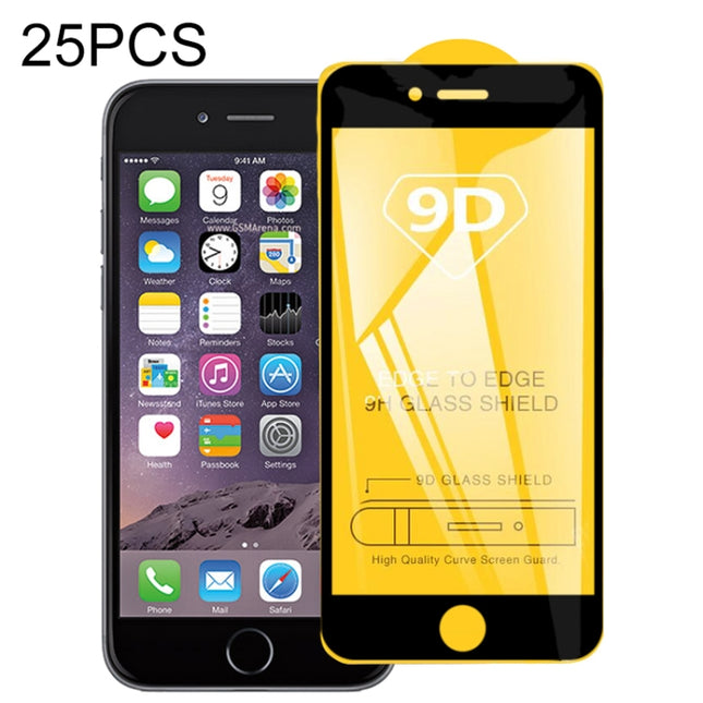 For iPhone 6 & iPhone 6s 25 PCS 9D Full Glue Full Screen Tempered Glass Film-garmade.com