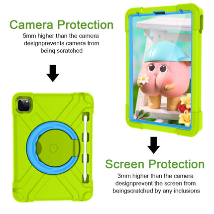 For iPad Pro 11 (2020) PC + Silicone Shockproof Combination Tablet Case with 360 Degree Rotating Holder & Handle(Grass Green+Blue)-garmade.com