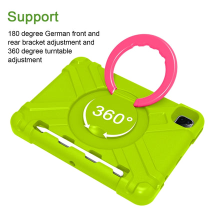 For iPad Pro 11 (2020) PC + Silicone Shockproof Combination Tablet Case with 360 Degree Rotating Holder & Handle(Grass Green+Rose Red)-garmade.com