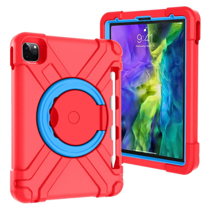 For iPad Pro 11 (2020) PC + Silicone Shockproof Combination Tablet Case with 360 Degree Rotating Holder & Handle(Red+Blue)-garmade.com
