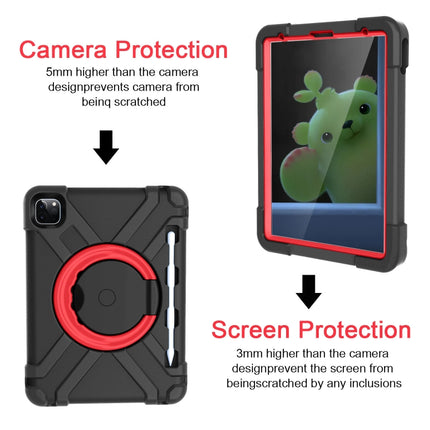 For iPad Pro 11 (2020) PC + Silicone Shockproof Combination Tablet Case with 360 Degree Rotating Holder & Handle(Black+Red)-garmade.com