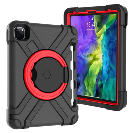 For iPad Pro 11 (2020) PC + Silicone Shockproof Combination Tablet Case with 360 Degree Rotating Holder & Handle(Black+Red)-garmade.com