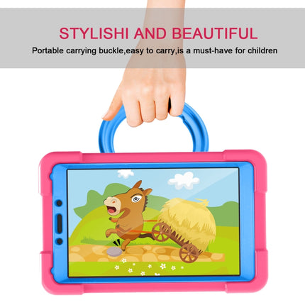 For Galaxy Tab A 8.0 (2019) T290 / T295 PC + Silicone Shockproof Combination Case with 360 Degree Rotating Holder & Handle(Rose Red+Blue)-garmade.com