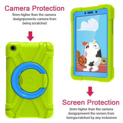 For Galaxy Tab A 8.0 (2019) T290 / T295 PC + Silicone Shockproof Combination Case with 360 Degree Rotating Holder & Handle(Grass Green+Blue)-garmade.com