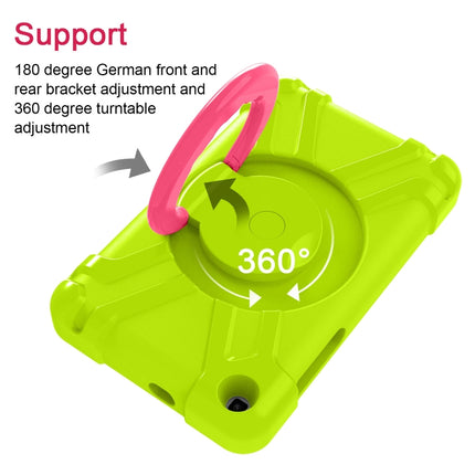 For Galaxy Tab A 8.0 (2019) T290 / T295 PC + Silicone Shockproof Combination Case with 360 Degree Rotating Holder & Handle(Grass Green+Rose Red)-garmade.com