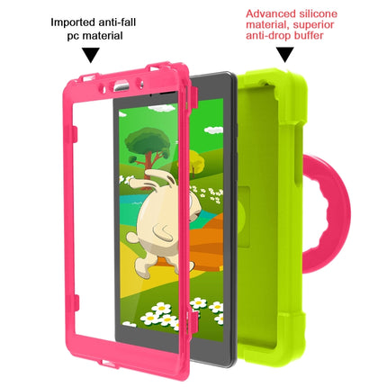 For Galaxy Tab A 8.0 (2019) T290 / T295 PC + Silicone Shockproof Combination Case with 360 Degree Rotating Holder & Handle(Grass Green+Rose Red)-garmade.com