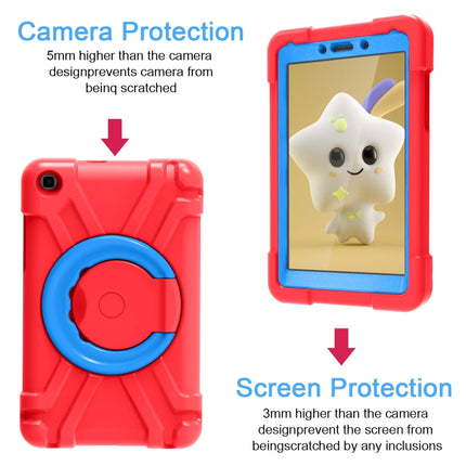 For Galaxy Tab A 8.0 (2019) T290 / T295 PC + Silicone Shockproof Combination Case with 360 Degree Rotating Holder & Handle(Red+Blue)-garmade.com
