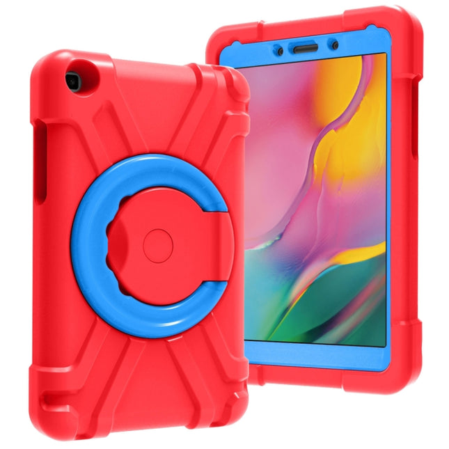 For Galaxy Tab A 8.0 (2019) T290 / T295 PC + Silicone Shockproof Combination Case with 360 Degree Rotating Holder & Handle(Red+Blue)-garmade.com