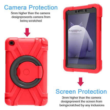 For Galaxy Tab A 8.0 (2019) T290 / T295 PC + Silicone Shockproof Combination Case with 360 Degree Rotating Holder & Handle(Red+Black)-garmade.com