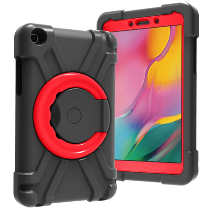 For Galaxy Tab A 8.0 (2019) T290 / T295 PC + Silicone Shockproof Combination Case with 360 Degree Rotating Holder & Handle(Black+Red)-garmade.com