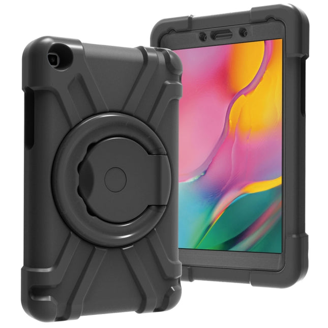 For Galaxy Tab A 8.0 (2019) T290 / T295 PC + Silicone Shockproof Combination Case with 360 Degree Rotating Holder & Handle(Black)-garmade.com