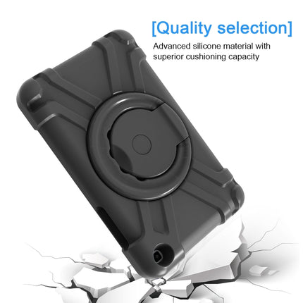 For Galaxy Tab A 8.0 (2019) T290 / T295 PC + Silicone Shockproof Combination Case with 360 Degree Rotating Holder & Handle(Black)-garmade.com