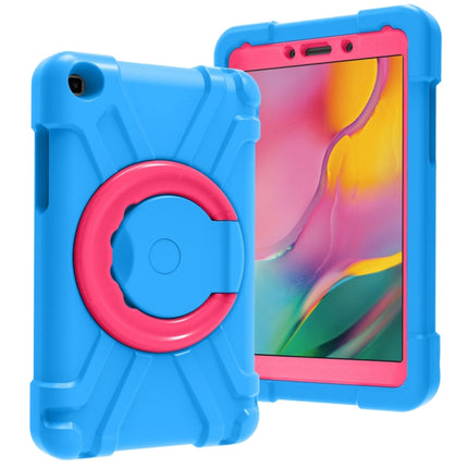 For Galaxy Tab A 8.0 (2019) T290 / T295 PC + Silicone Shockproof Combination Case with 360 Degree Rotating Holder & Handle(Blue+Rose Red)-garmade.com