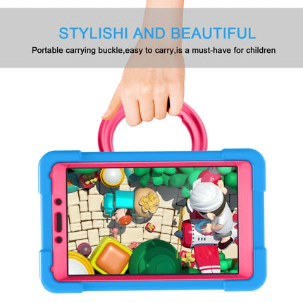 For Galaxy Tab A 8.0 (2019) T290 / T295 PC + Silicone Shockproof Combination Case with 360 Degree Rotating Holder & Handle(Blue+Rose Red)-garmade.com