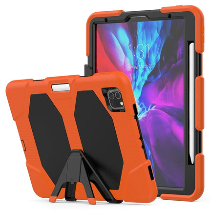 For iPad Pro 11 inch (2020) Shockproof Colorful Silicon + PC Protective Case with Holder & Shoulder Strap & Hand Strap & Pen Slot(Orange)-garmade.com