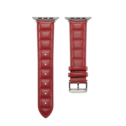 Genuine Leather Watch Band For Apple Watch Ultra 49mm&Watch Ultra 2 49mm / Series 9&8&7 45mm / SE 3&SE 2&6&SE&5&4 44mm / 3&2&1 42mm(Red)-garmade.com