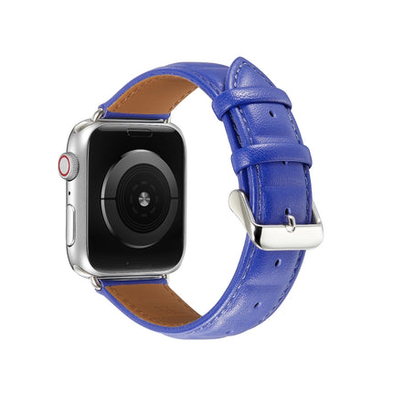 Genuine Leather Watch Band For Apple Watch Ultra 49mm&Watch Ultra 2 49mm / Series 9&8&7 45mm / SE 3&SE 2&6&SE&5&4 44mm / 3&2&1 42mm(Blue)-garmade.com