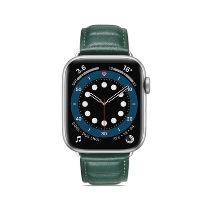 Genuine Leather Watch Band For Apple Watch Ultra 49mm&Watch Ultra 2 49mm / Series 9&8&7 45mm / SE 3&SE 2&6&SE&5&4 44mm / 3&2&1 42mm(Green)-garmade.com