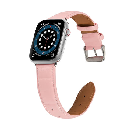 Genuine Leather Watch Band For Apple Watch Ultra 49mm&Watch Ultra 2 49mm / Series 9&8&7 45mm / SE 3&SE 2&6&SE&5&4 44mm / 3&2&1 42mm(Pink)-garmade.com