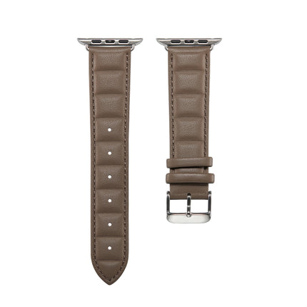 Genuine Leather Watch Band For Apple Watch Ultra 49mm&Watch Ultra 2 49mm / Series 9&8&7 45mm / SE 3&SE 2&6&SE&5&4 44mm / 3&2&1 42mm(Grey)-garmade.com