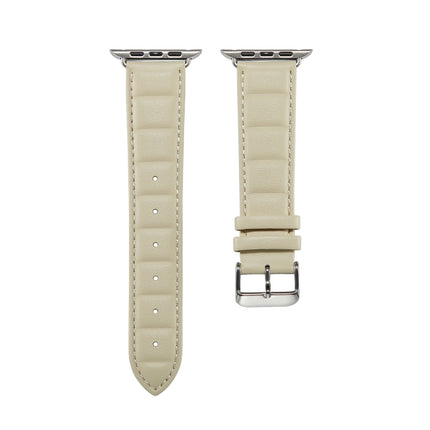 Genuine Leather Watch Band For Apple Watch Ultra 49mm&Watch Ultra 2 49mm / Series 9&8&7 45mm / SE 3&SE 2&6&SE&5&4 44mm / 3&2&1 42mm(Beige)-garmade.com