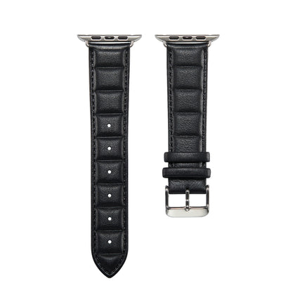 Genuine Leather Watch Band For Apple Watch Ultra 49mm&Watch Ultra 2 49mm / Series 9&8&7 45mm / SE 3&SE 2&6&SE&5&4 44mm / 3&2&1 42mm(Black)-garmade.com