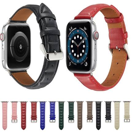 Genuine Leather Watch Band For Apple Watch Ultra 49mm&Watch Ultra 2 49mm / Series 9&8&7 45mm / SE 3&SE 2&6&SE&5&4 44mm / 3&2&1 42mm(Black)-garmade.com