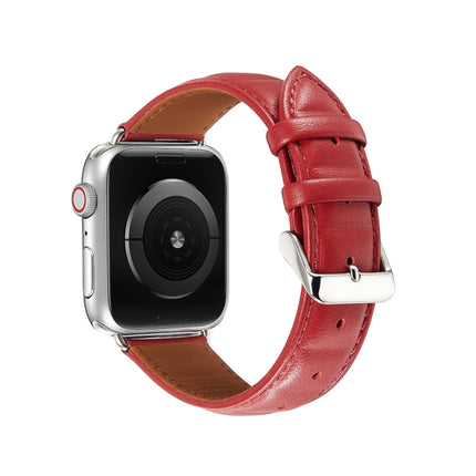 Genuine Leather Watch Band For Apple Watch Series 9&8&7 41mm / SE 3&SE 2&6&SE&5&4 40mm / 3&2&1 38mm(Red)-garmade.com