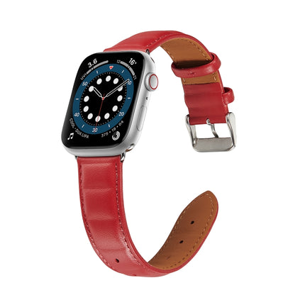 Genuine Leather Watch Band For Apple Watch Series 9&8&7 41mm / SE 3&SE 2&6&SE&5&4 40mm / 3&2&1 38mm(Red)-garmade.com