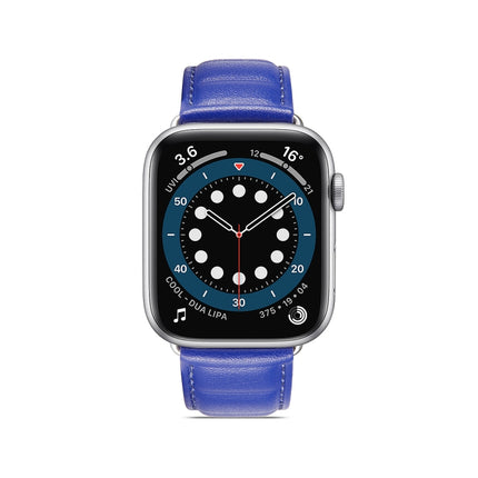 Genuine Leather Watch Band For Apple Watch Series 9&8&7 41mm / SE 3&SE 2&6&SE&5&4 40mm / 3&2&1 38mm(Blue)-garmade.com