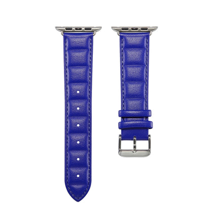 Genuine Leather Watch Band For Apple Watch Series 9&8&7 41mm / SE 3&SE 2&6&SE&5&4 40mm / 3&2&1 38mm(Blue)-garmade.com