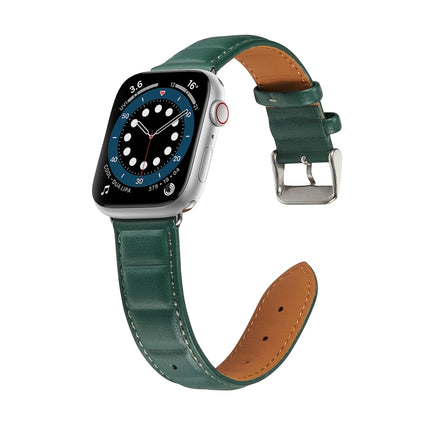 Genuine Leather Watch Band For Apple Watch Series 9&8&7 41mm / SE 3&SE 2&6&SE&5&4 40mm / 3&2&1 38mm(Green)-garmade.com