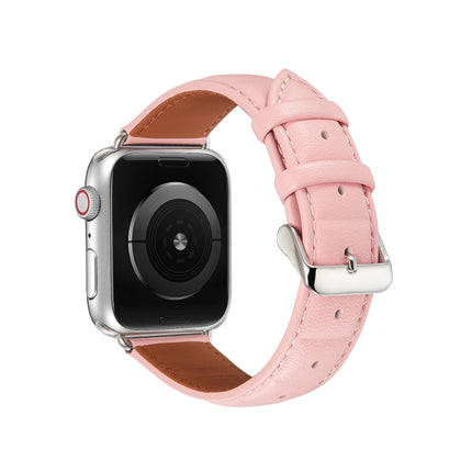 Genuine Leather Watch Band For Apple Watch Series 9&8&7 41mm / SE 3&SE 2&6&SE&5&4 40mm / 3&2&1 38mm(Pink)-garmade.com