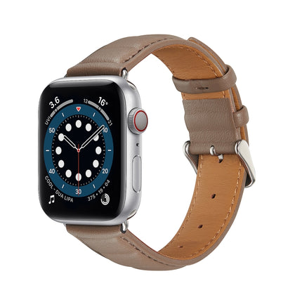 Genuine Leather Watch Band For Apple Watch Series 9&8&7 41mm / SE 3&SE 2&6&SE&5&4 40mm / 3&2&1 38mm(Grey)-garmade.com