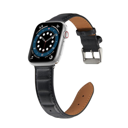 Genuine Leather Watch Band For Apple Watch Series 9&8&7 41mm / SE 3&SE 2&6&SE&5&4 40mm / 3&2&1 38mm(Black)-garmade.com