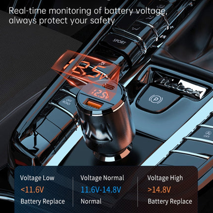SC01 65W QC3.0 + PD Dual Ports Car Charger with Voltage Display(Black)-garmade.com